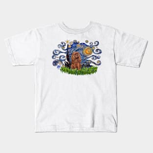 Ruby Cavalier King Charles Spaniel in Starry Night Adaptation Kids T-Shirt